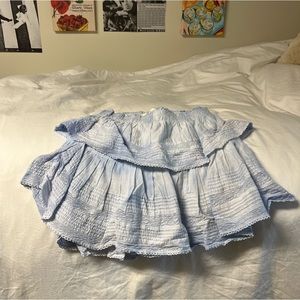 LoveShackFancy blue mini skirt